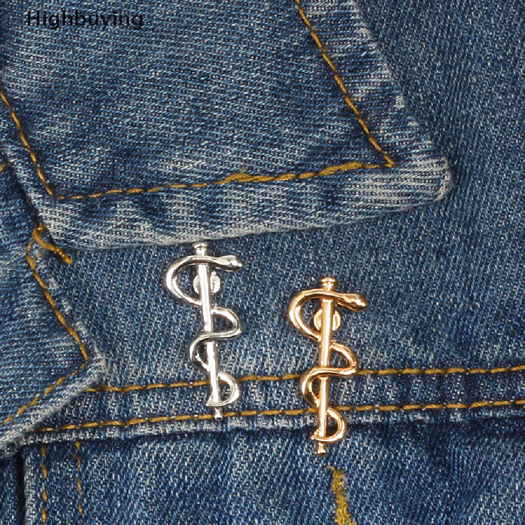 Hbid Antik Ular Tongkat Logam Alloy Pin Gesper Bros Brooch Dokter Perawat Simbol Enamel Lencana Fashion Perhiasan Glory