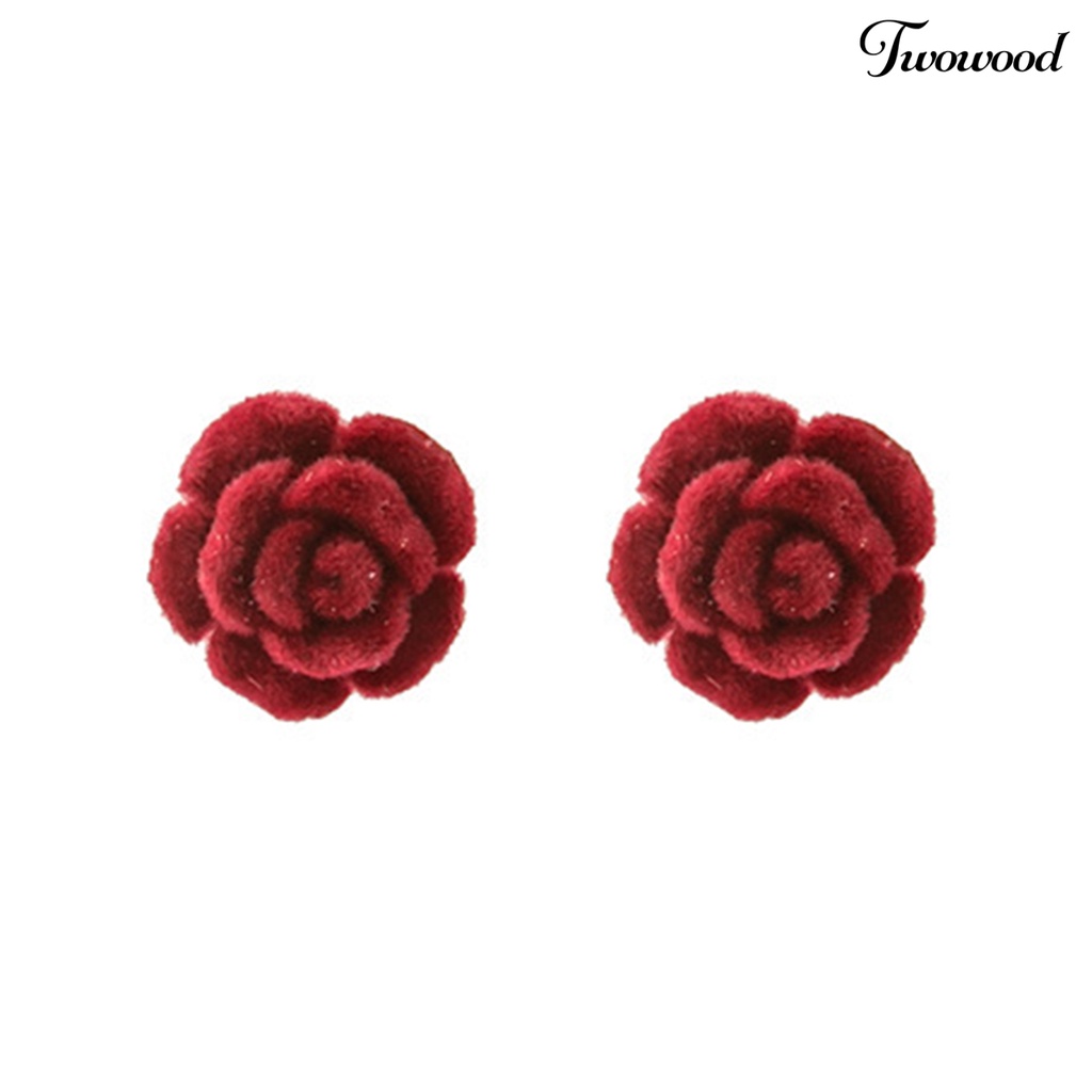 Twowood 1pasang Anting Wanita Gaya Gelap Indah Telinga Dekorasi Kepribadian Biru Enchantress Rose Retro Ear Studs Untuk Pacaran