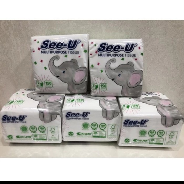 S3 TISU SEE U TISSU MINI POP UP MULTIPURPOSE 150 SHEET 2 PLY ( GAJAH )