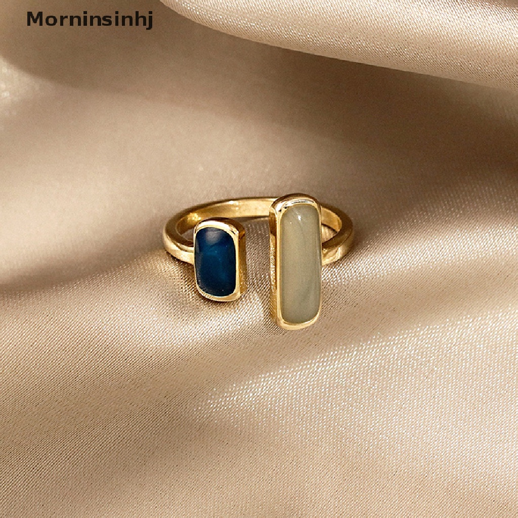 Mornin Vintage Fashion Batu Opal Pernikahan Open Adjustable Stamp Silver Rings Untuk Perhiasan Wanita id