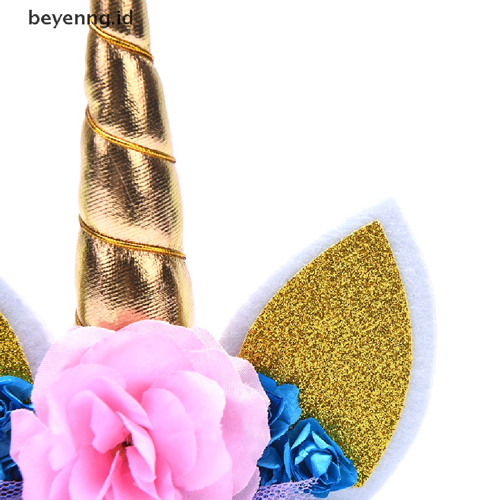 Beyen 3pcs/Set Unicorn Horn Eyelashes Birthday Cake Topper Decor Party Ornament Prop ID