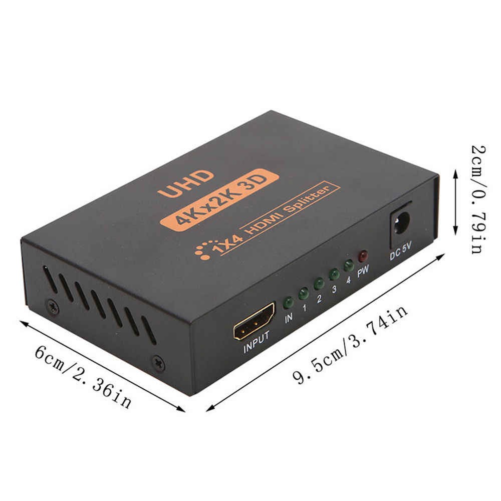 HDMI Splitter 4 Port Hub 1X4 HD Split 1 In 4 Out 3D 1080P