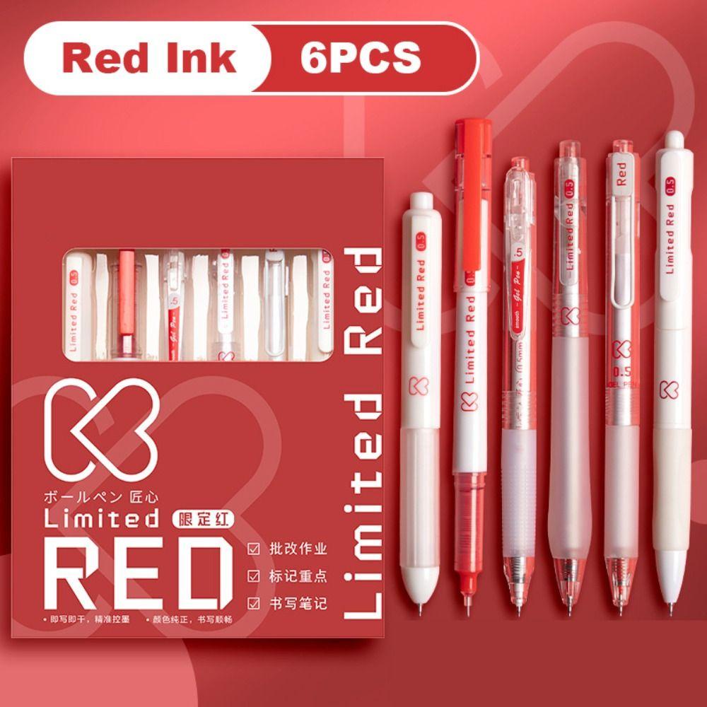 Suyo 6PCS Gel Pen Perlengkapan Kantor Sekolah Alat Tulis Kreatif Untuk Guru/Siswa Alat Tulis Pena Ballpoint Tipe Tekan