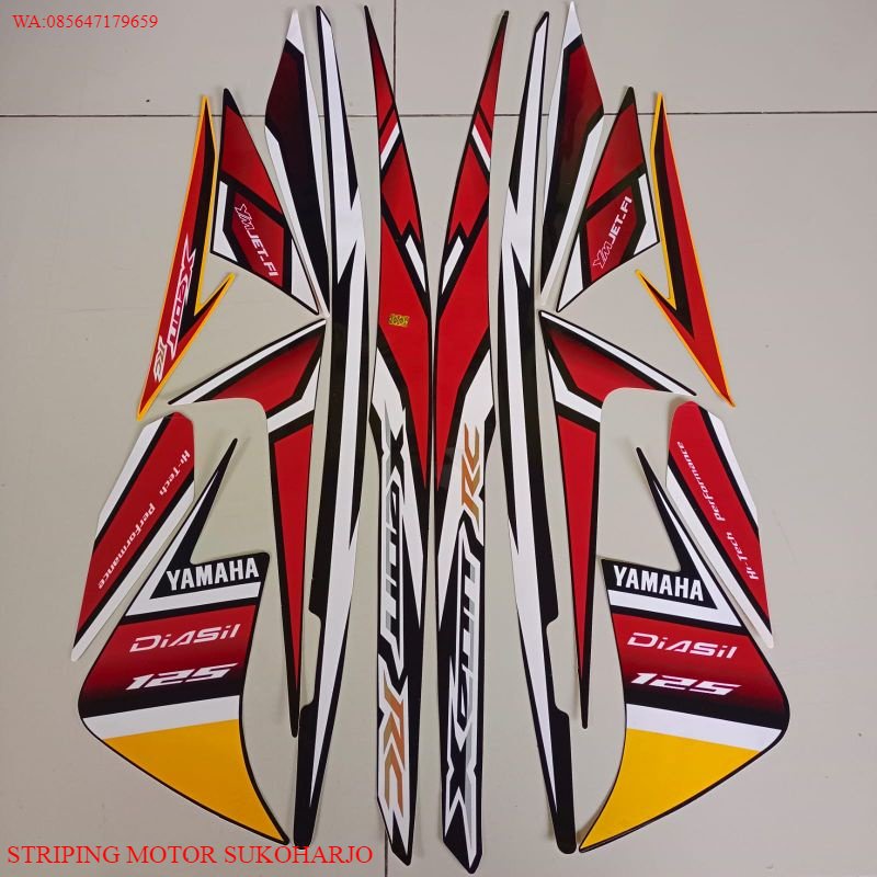 (ORI) stiker striping motor yamaha xeon rc 125 2013 hitam kuning list body standar KUALITAS ORIGINAL