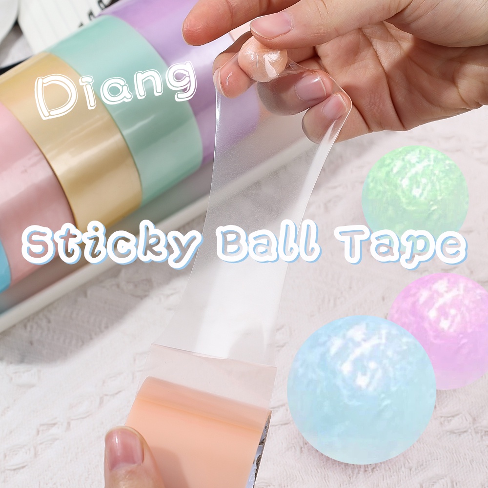 1rol 3.6/4.8cm Sticky Ball Rolling Tapes Tuntas Membentang Diang Ball Tape Macaron Color Pearlescent Tape Anak Dewasa Dekompresi Mainan