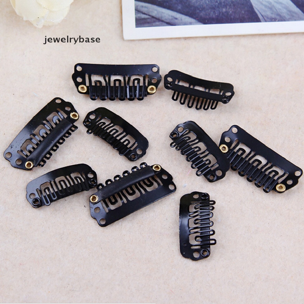 [jewelrybase] 50pcs 28mm Hitam Bentuk U Snap Metal Klip Untuk Ekstensi Rambut Pakan Clip-on Wig Butik