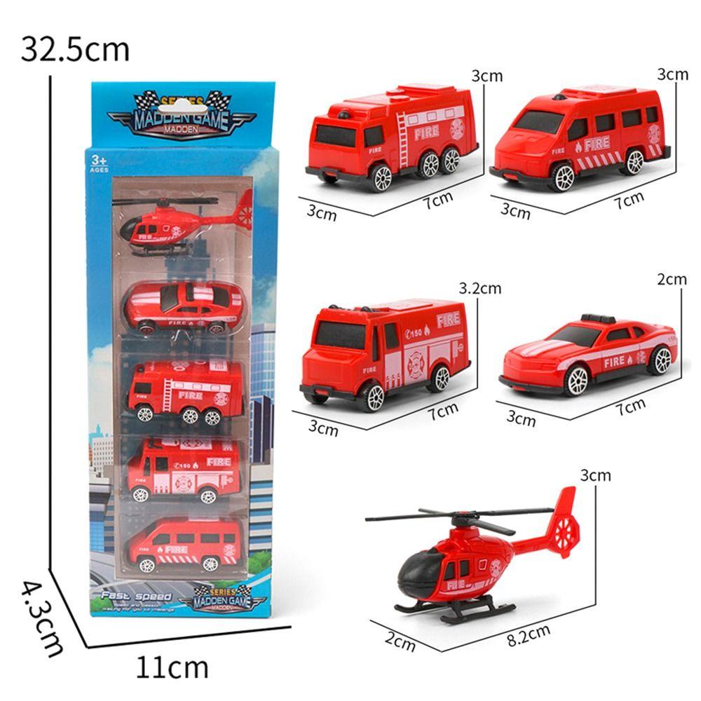 Nanas 5pcs /set Mainan Mobil Inersia Mini Coasting Fleksibel Berputar Kendaraan Teknik Ambulance