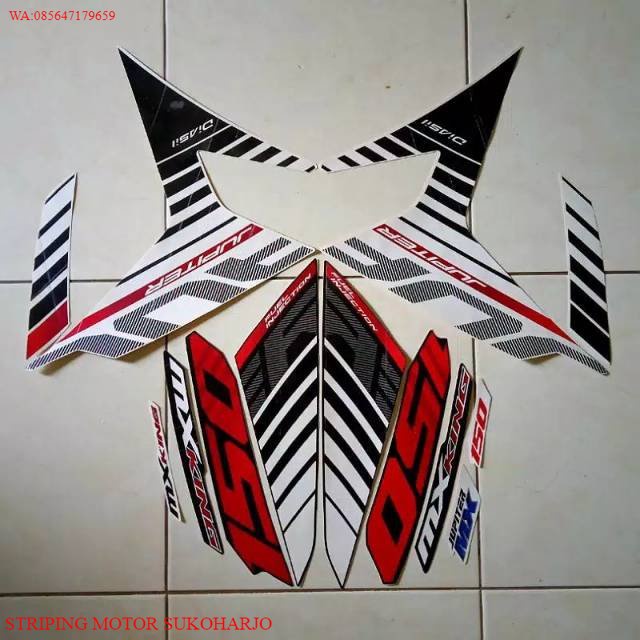 (ORI) Striping Stiker sticker lis body yamaha jupiter mx king 150 thn 2015 2016 putih hitam KUALITAS