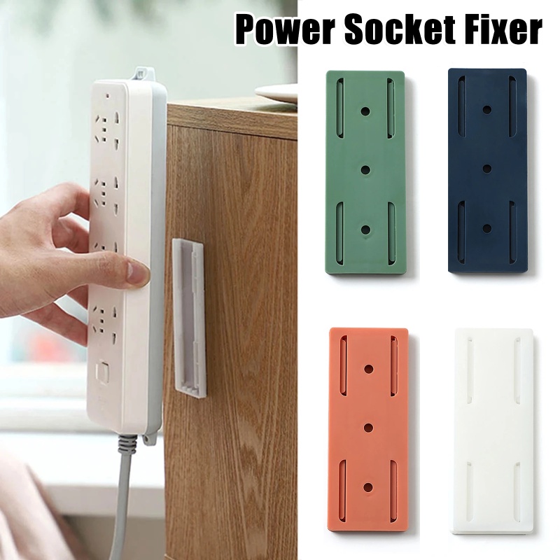 Self-adhesive Desktop Socket Fixer Traceless Punch Free Row Plug Holder Dinding Dipasang Power Strip Pemegang Kabel Organizer Multifungsi Aksesoris Penyimpanan Rumah