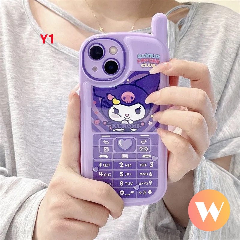 IPHONE Retro Kepribadian Ponsel Bentuk Kartun Melody Case Kompatibel Untuk Iphone11 14 13 12 Pro Max7 8 Plus X XR XS Max SE 2020 Lucu Kuromi Lembut Tpu Penutup Belakang