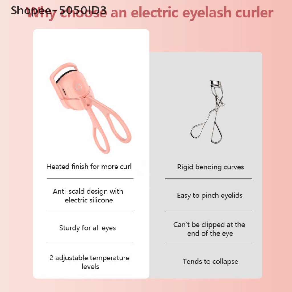 [HOT] Heated Eyelashes Curler USB Rechargeable Pengeriting Bulu Mata Elektrik Portable [ID]