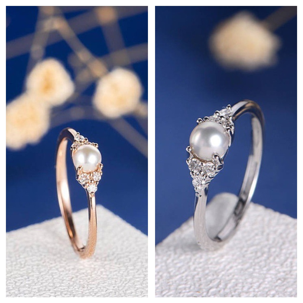 Goldkingdom Aksesoris Perhiasan Fashion Ready Stock Cincin Mutiara Lapis Emas Asli Kadar 375 Mawar 18k Baru Perhiasan Perak925 Di Eropa Dan Amerika.