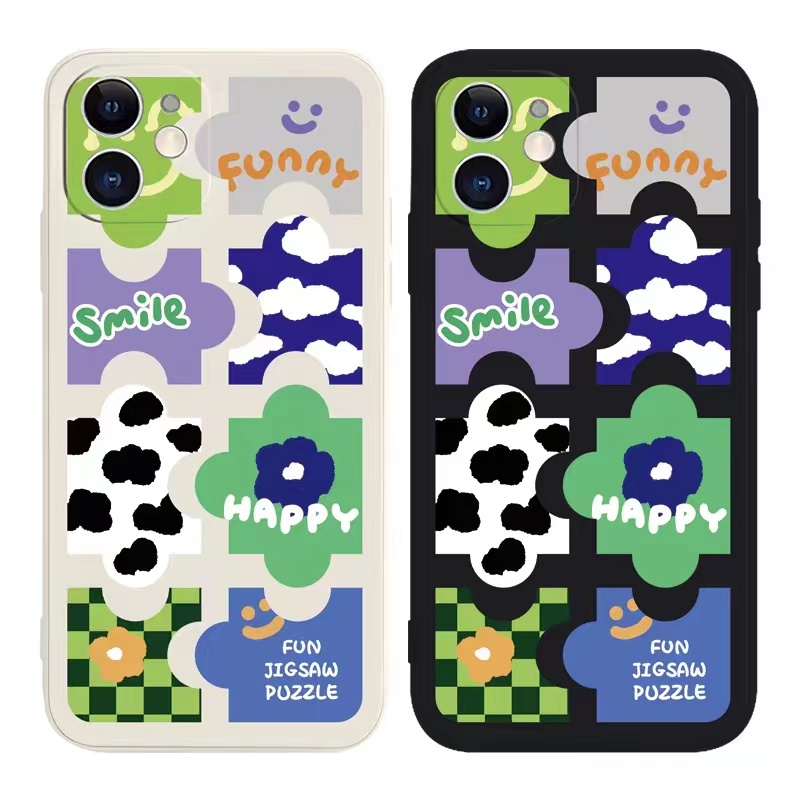 IPHONE Ins Pola Puzzle Cocok Untuk Iphone14 14pro 14plus 13 13pro 13prm iPhone12 7Plus 8Plus Xr XS 13 Pro Max Empat Sudut Casing Ponsel Tahan Guncangan