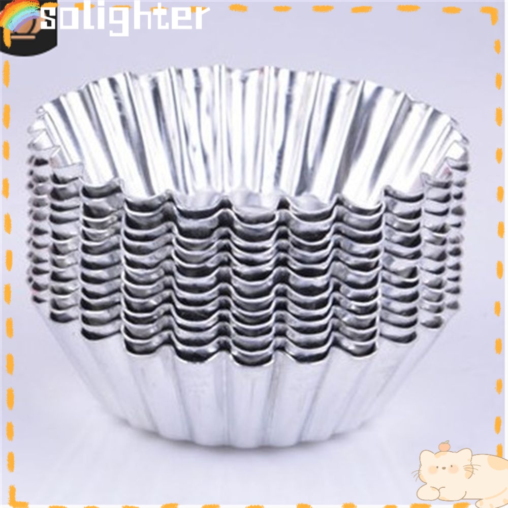 Solighter 10Pcs Cetakan Egg Tart Alat Panggang Reusable Cake Tin Aluminium