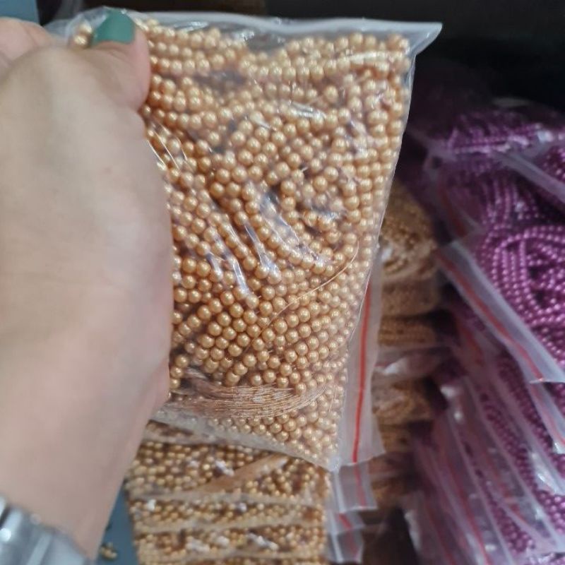 MUTIARA SINTETIS BERAT 4 MM MUTIARA JAHIT KILAU SULIT MENGELUPAS PACK BESAR (20 RENTENG) KATALOG KE 3