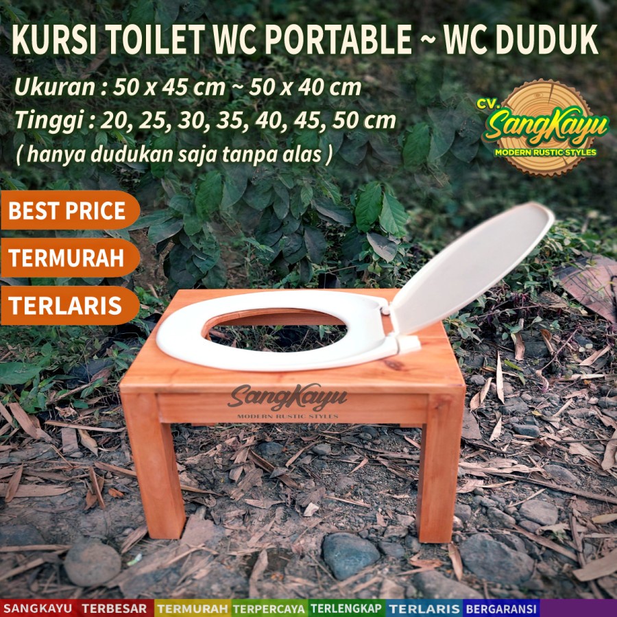 Kursi toilet wc duduk portable kayu kursi jongkok BAB lansia kloset | wc duduk kayu | kloset duduk k
