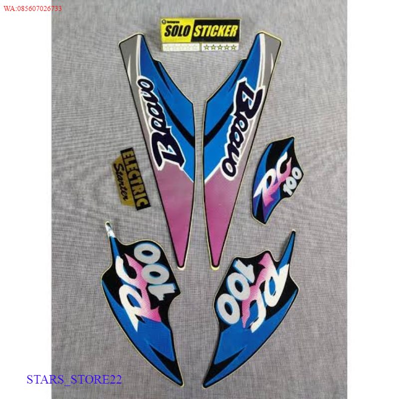 (ORI) Striping Lis Stiker Standar Ori Suzuki Bravo Rc 100 Electrik stater Hitam biru Striping Origin