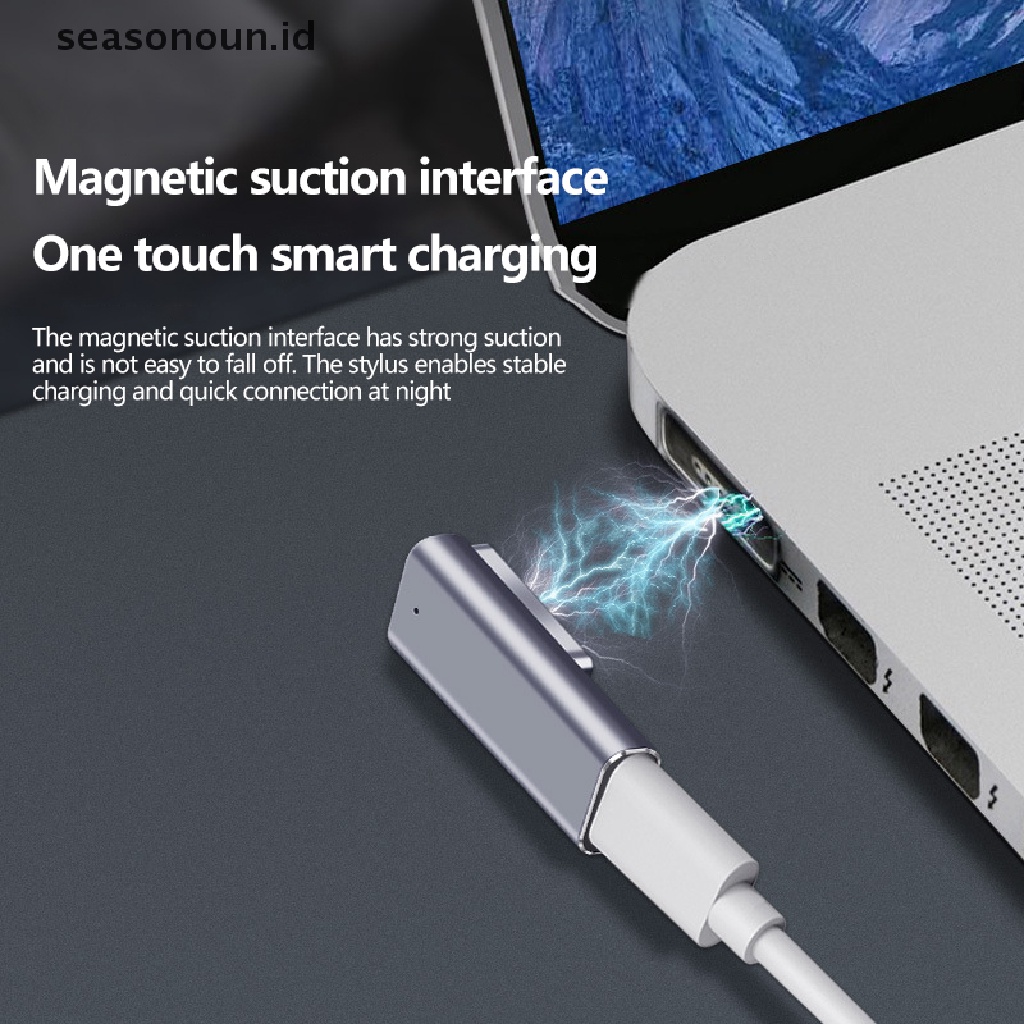 Seasonoun Portable LED Aluminium Alloy PD Pengisian Cepat Konversi Tipe C/DC5.5 Magnetic USB PD Adapter Plug Converter Untuk Magsafe2.