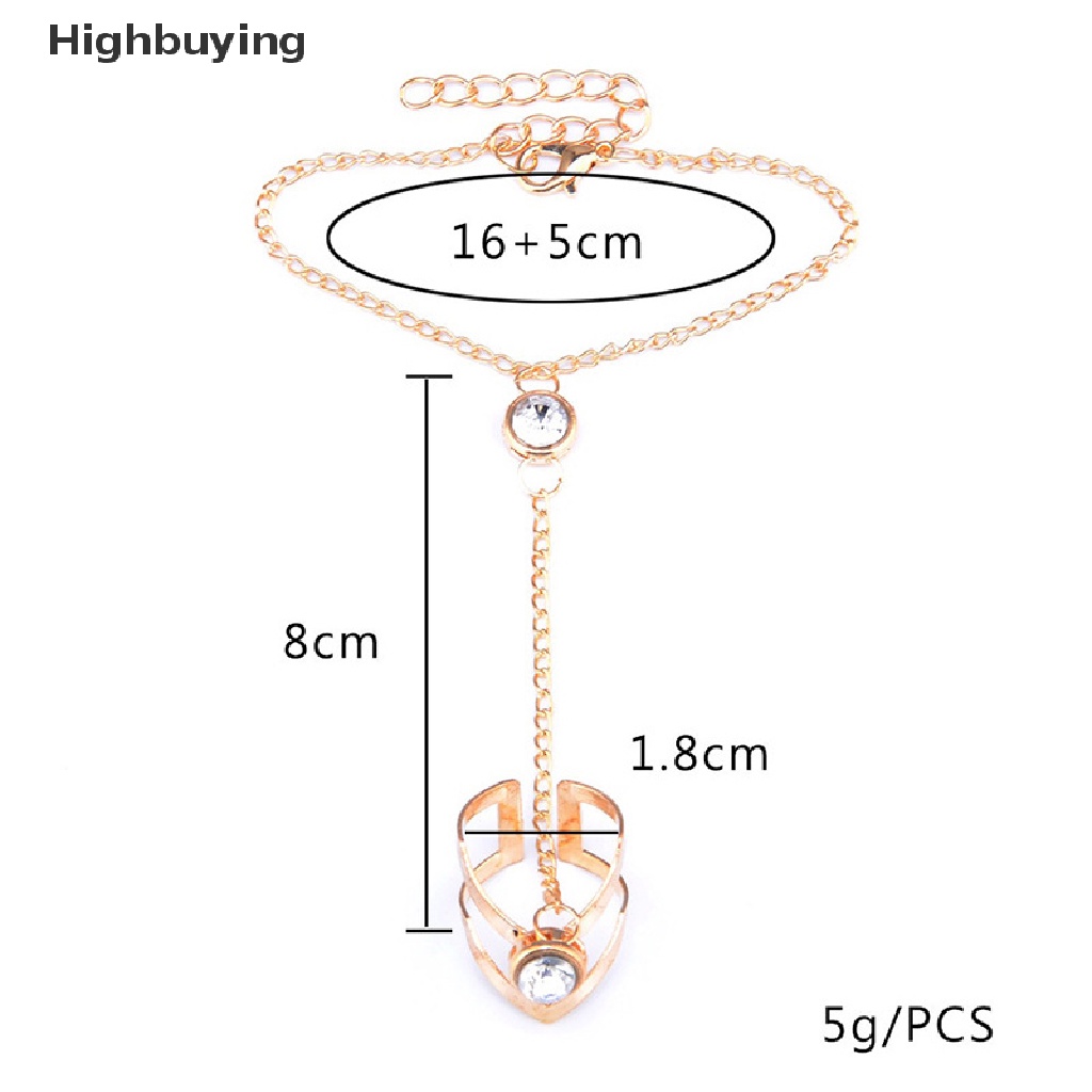 Hbid Gelang Cincin Kristal Besar Emas Untuk Wanita Perhiasan Rantai Pergelangan Tangan Rantai Belakang Glory