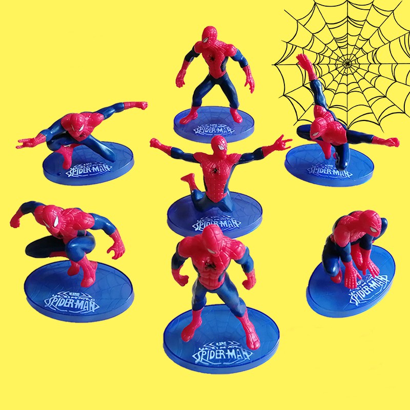 7pcs/set Action Figure Anime Marvel Spiderman Avengers Super Hero Venom Koleksi Model Mainan