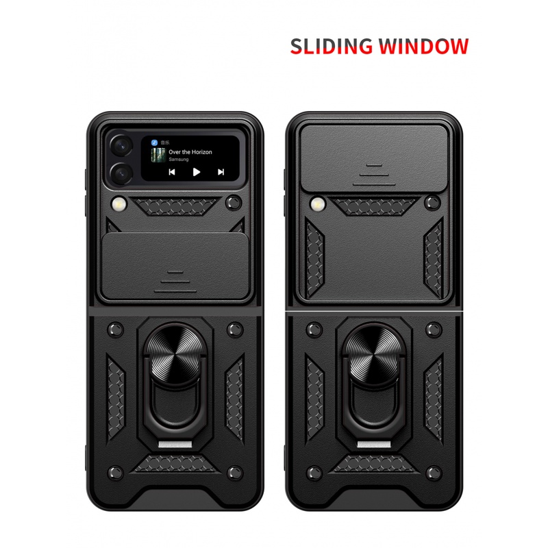 Cocok Untuk Samsung Z Flip4 Casing Ponsel Kacamata Anti Jatuh Z FLIP3 Perlindungan Cincin Magnetik