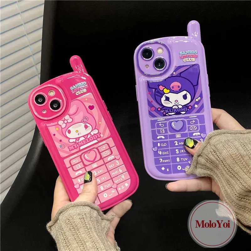 IPHONE Kartun Imut Melody Coolommy Case Kompatibel Untuk Iphone11 7 8 Plus XR 14 13 12 Pro MAX X XS MAX Kepribadian Retro Bentuk Ponsel Seluler Soft Cover