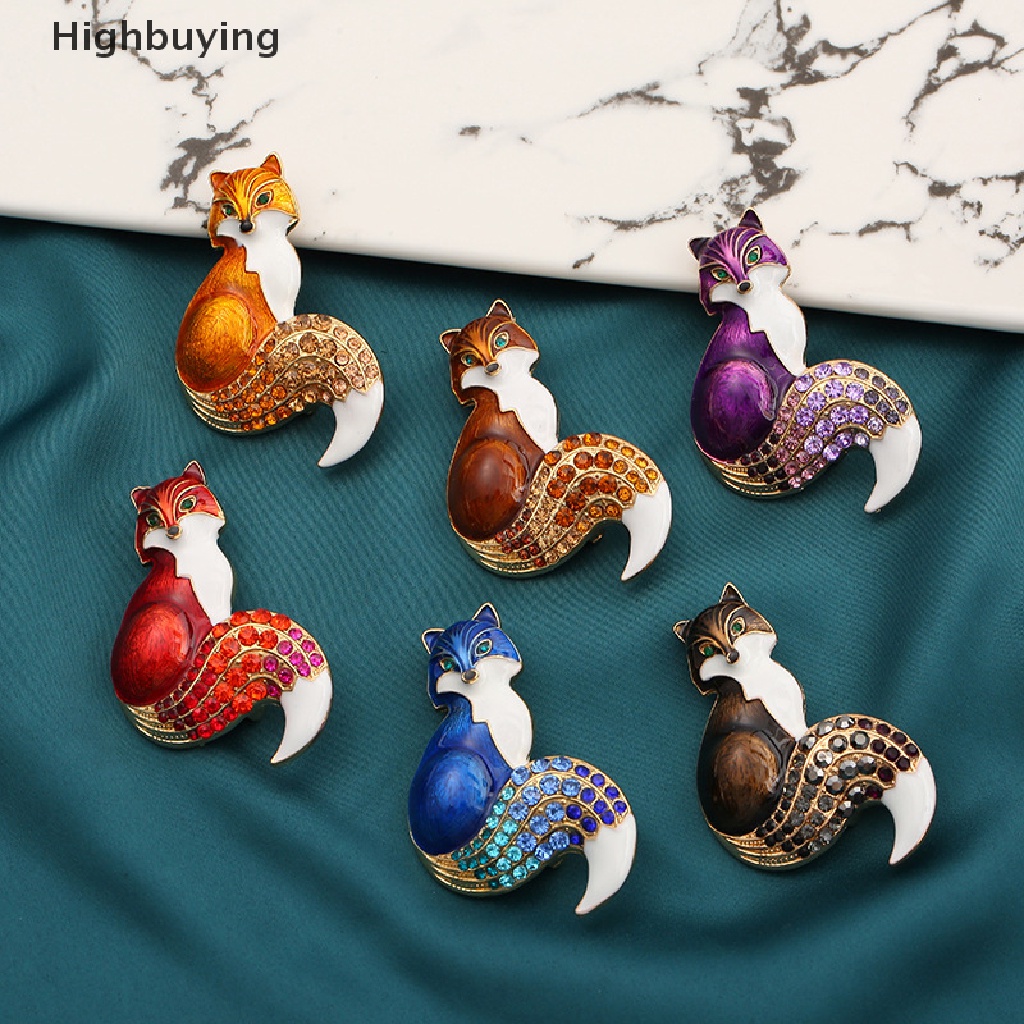 Hbid Vintage Berlian Imitasi Enamel Fox Bros Temperamen Kepribadian Multi-Warna Bros Logam Hewan Korsase Kerah Pin Syal Tas Pakaian Perhiasan Hadiah Glory