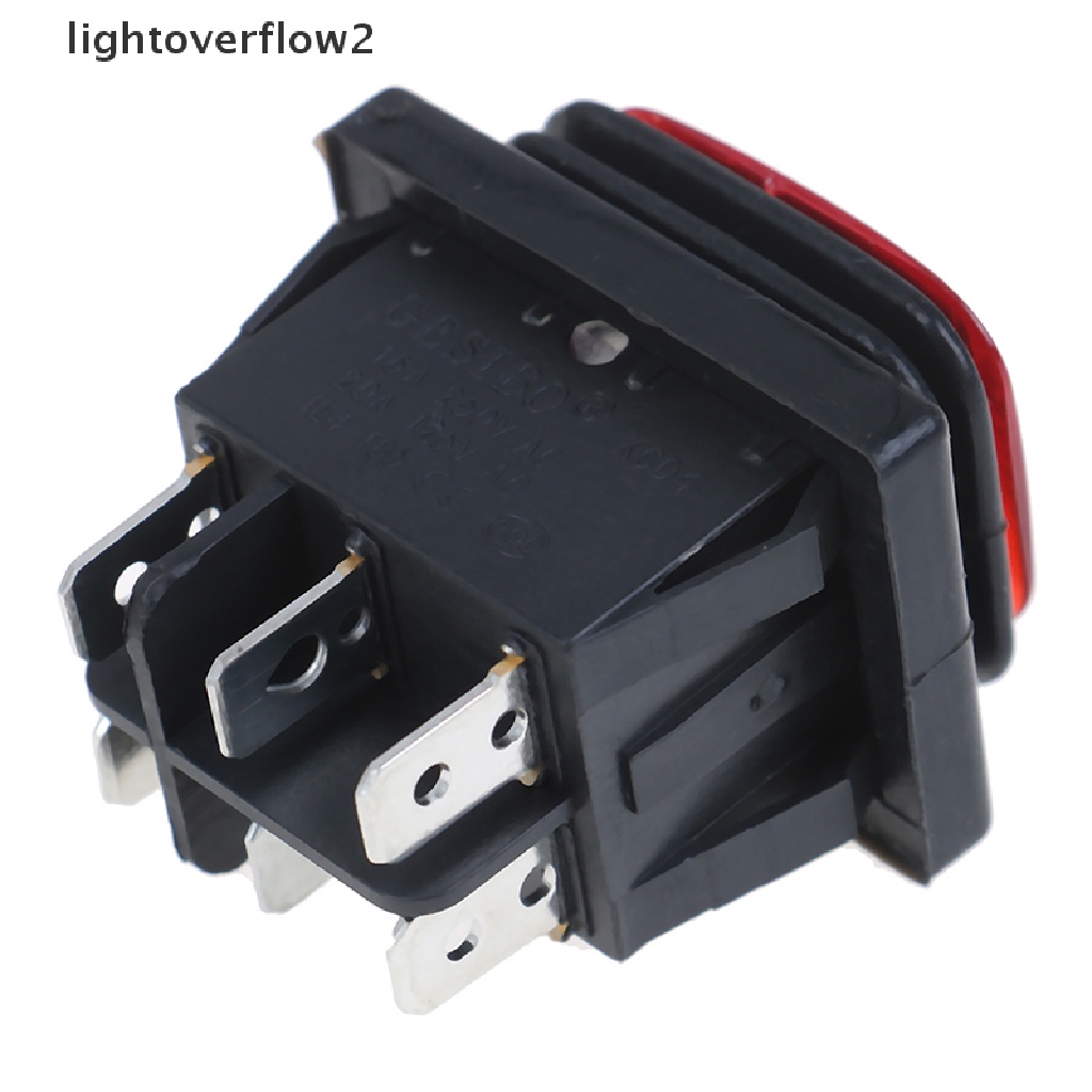 [lightoverflow2] 1pc 30A/250V 6Pin Saklar Rocker Toggle Perahu Otomatis Tahan Air Dengan LED 12V 220V [ID]