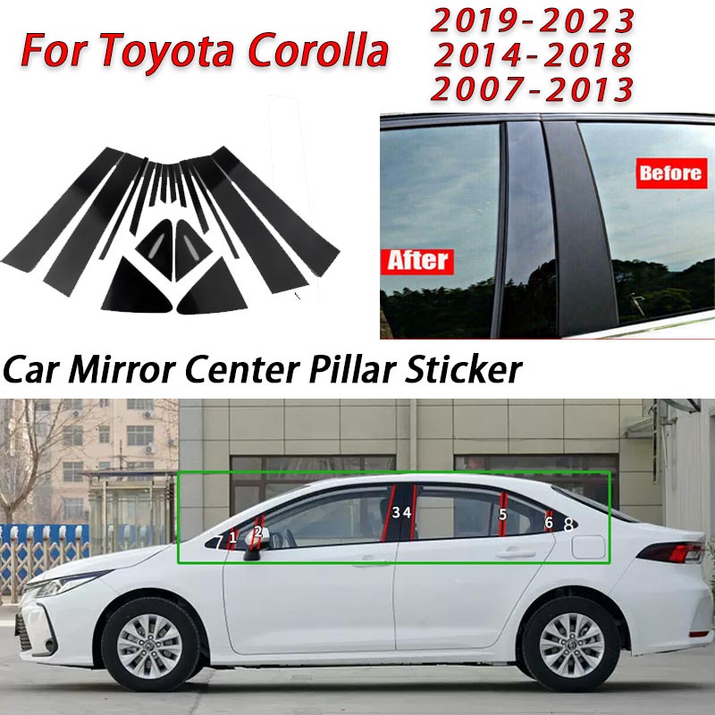 Toyota Corolla Hitam Mengkilap Jendela Pintu Mobil Kolom Tengah B C Tiang Pilar Stiker Lis Cermin Dekorasi Film Untuk Corolla G10 G11 G12 E130 E140 E150 E160 E170 E180 E210 Aksesoris