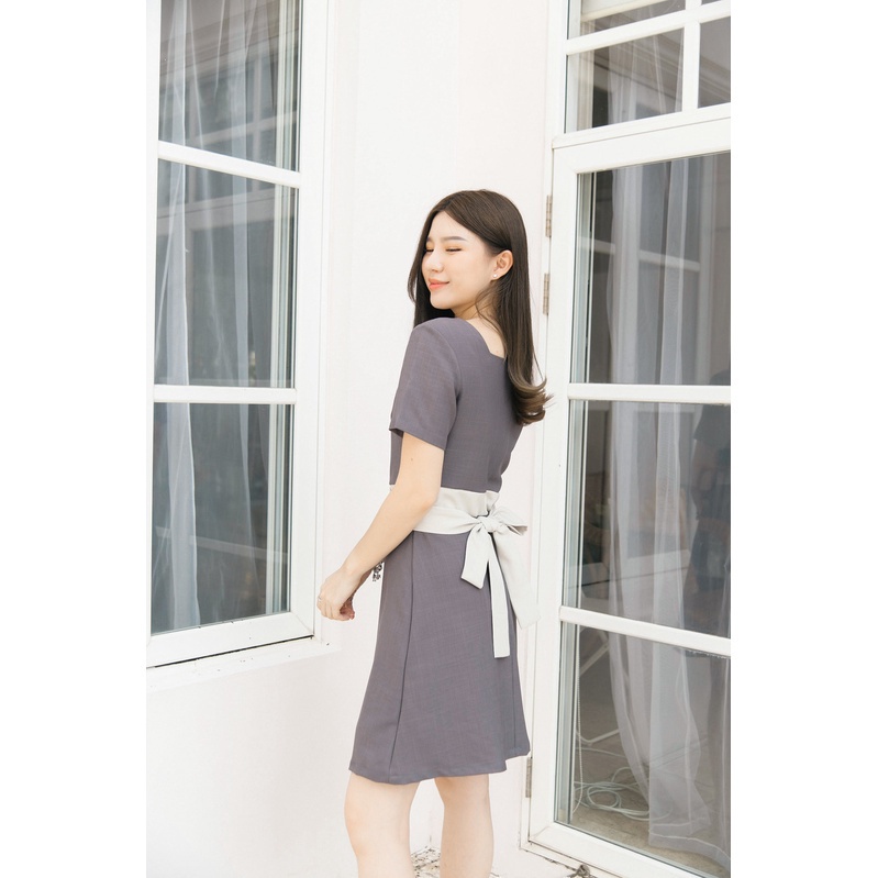 ilook | Dress Tamy Scuba | Dress Midi Korean Style | Boat Neck Casual