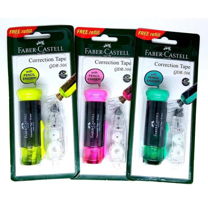 

DISKON SHOPEE/ Faber Castell Correction Tape+Eraser QDR-506 / Tip-Ex Penghapus Murah - Pink