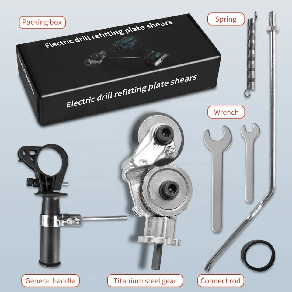 Adaptor bor gunting plat tipis - Adaptor bor gunting plat tipis - Adaptor Bor Pemotong Seng Alat Pemotong Lembaran- Electric drill refitting plate shears