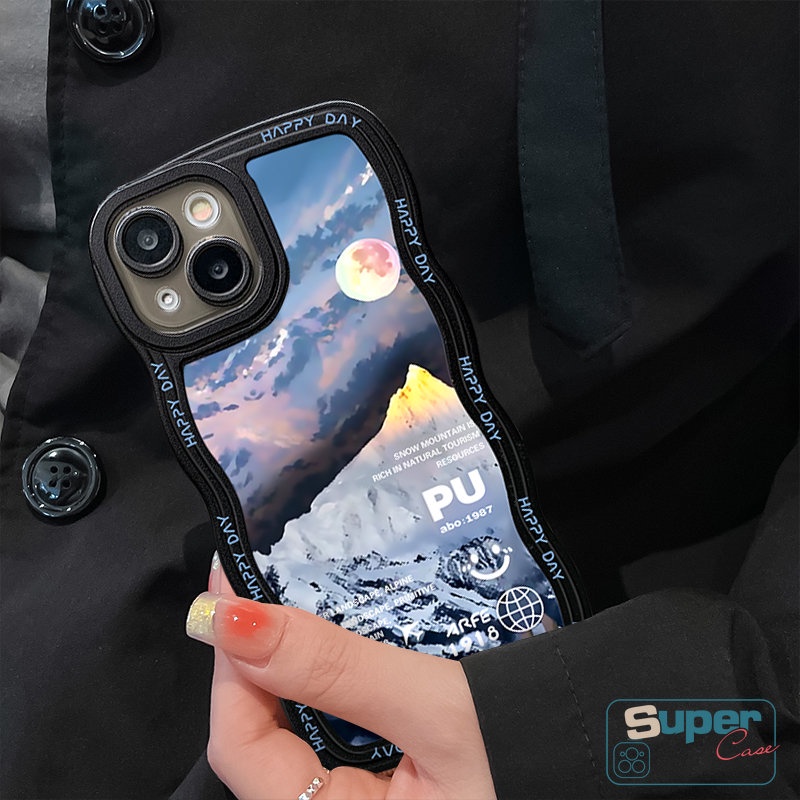 IPHONE Casing Ponsel Tepi Bergelombang Kompatibel Untuk Iphone13 11 12 14 Pro Max X XR XS Max 14 6 7 8 6s Plus SE 2020 Fantasi Matahari Salju Gunung Tahan Kotoran Lembut Tpu Cover