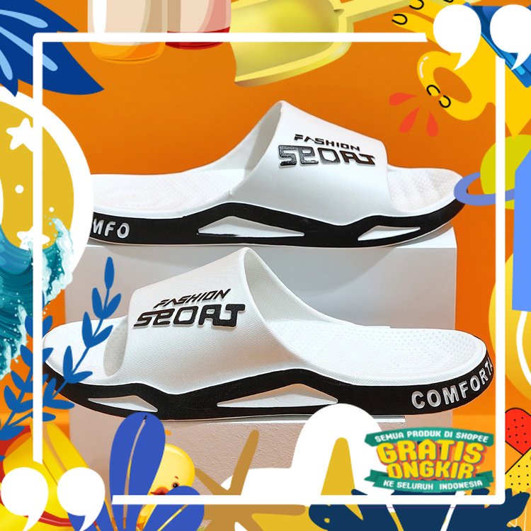 Sandal pria import sandal selop pria sandal slop pria sandal cowok [D01]/ merah putih biru polos