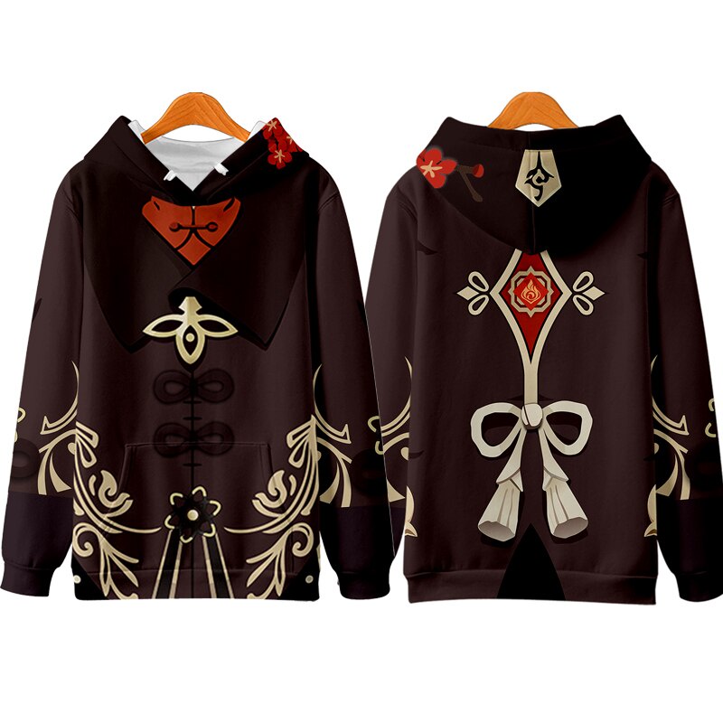 jaket Genshin Impact Zip-up Hoodies Sweatshirts Hu Tao Cosplay Costume Anime