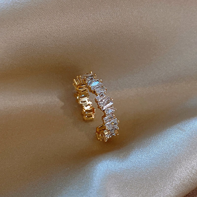 Cincin Jari Emas Kristal Elegan Untuk Wanita Aksesoris Perhiasan Cincin Zirkon Fashion