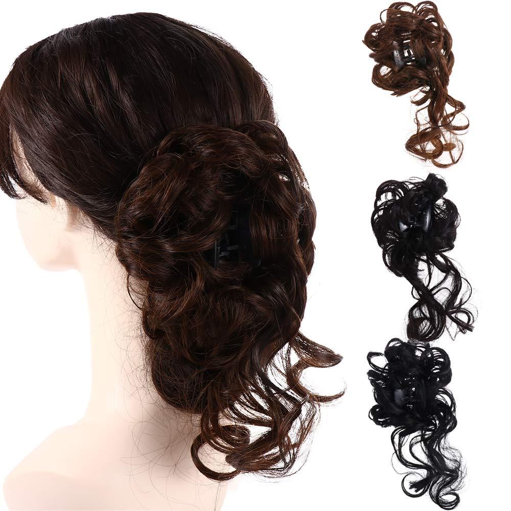 Agustinina Wig Hair Clip Elastis Gadis Punggung Kepala Hitam Coklat Penebalan Rambut Meningkatkan Volume Rambut Styling Rambut