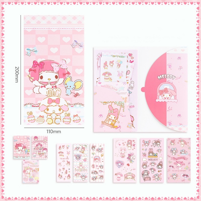 Kartun Kuromi Cinnamoroll Scrapbook Sticker/DIY Handbook Goo Card Decorative Stickers/Sanrio Ledger Decor Alat Tulis Siswa