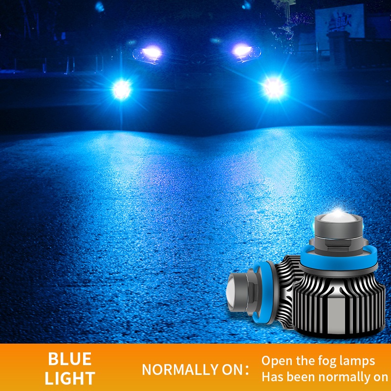 Dual color Laser led headlight Warna Hijau Lemon h7 h11 9005 9006 50w Lampu Kabut Lensa led Kuning Hijau Putih Bohlam led Mobil