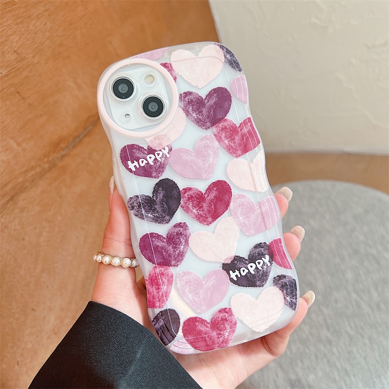 IPHONE Malan art multi-Warna Bentuk Cinta Bening Untuk Capita Iphone11 12 13 14 Pro Max7 8 Plus X XR XS Max Bantal Udara shockproof phone Case Cover