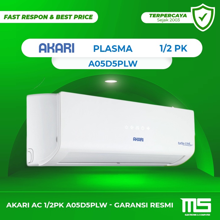 Akari AC 1/2Pk A05D5PLW - Garansi Resmi+Pasang Banjarmasin