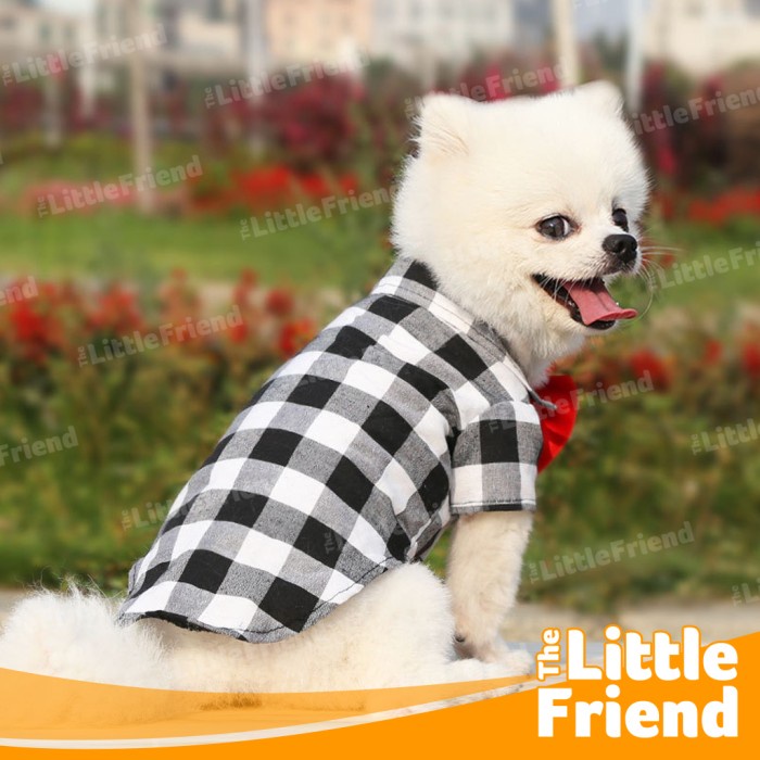 Baju Kucing Anjing Jantan Kemeja Dasi Kotak Suit Wedding Formal Plaid