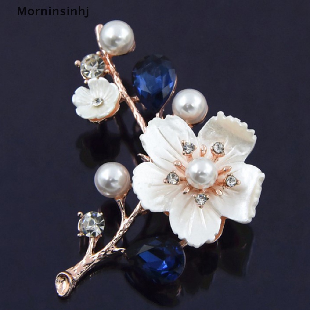 Mornin Bros Bunga Mutiara Untuk Wanita Elegan Fashion Pin Kristal Merah Brooch id