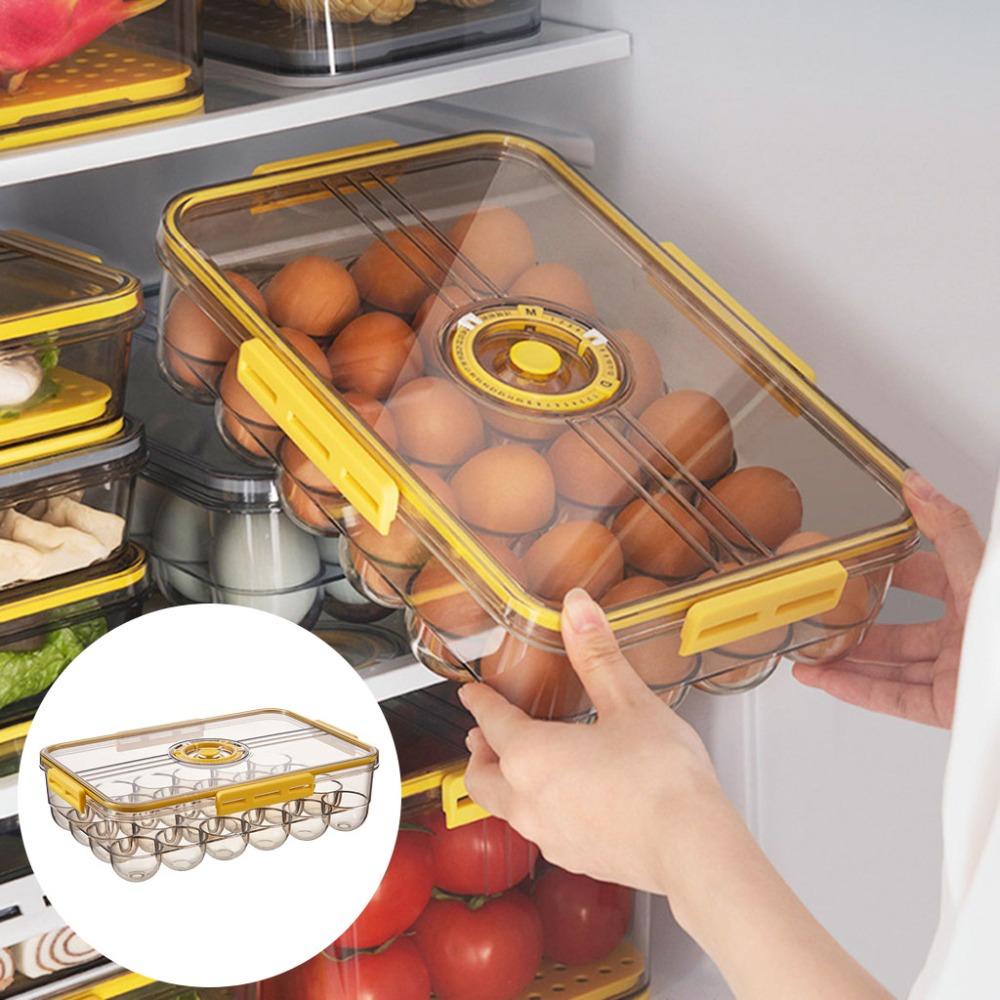 Solighter Kotak Penyimpanan Telur Freezer Rak Dapur Fresh Storage Box Buah Sayur Crisper Kotak Penyegar Kitchen Gadget Eggs Tray