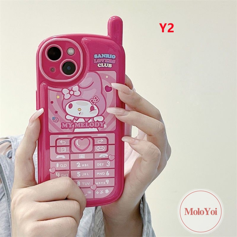 IPHONE Kartun Imut Melody Coolommy Case Kompatibel Untuk Iphone11 7 8 Plus XR 14 13 12 Pro MAX X XS MAX Kepribadian Retro Bentuk Ponsel Seluler Soft Cover