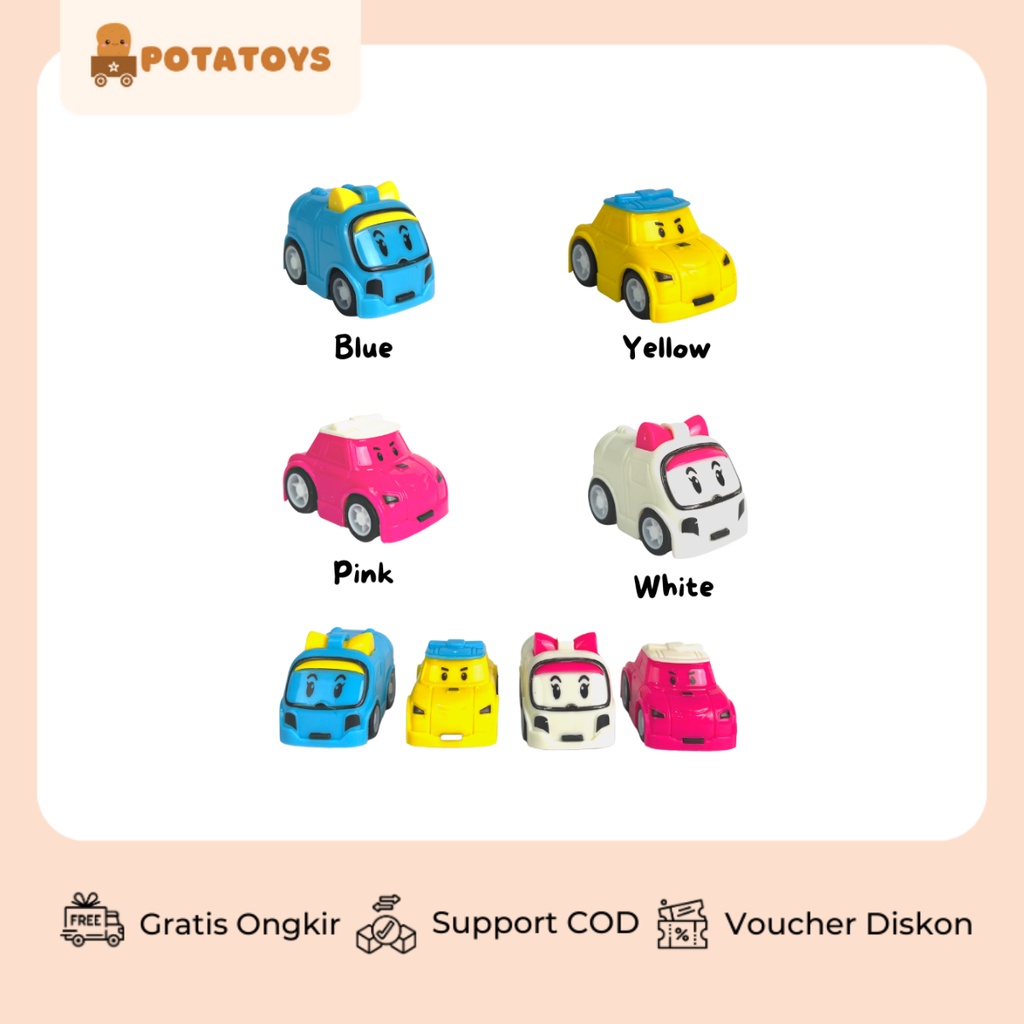 [ Potatoys ] Mini Animal Car / Pullback Mainan Mobil Mobilan Bentuk Animal Lucu / Mobil Kartun Hewan