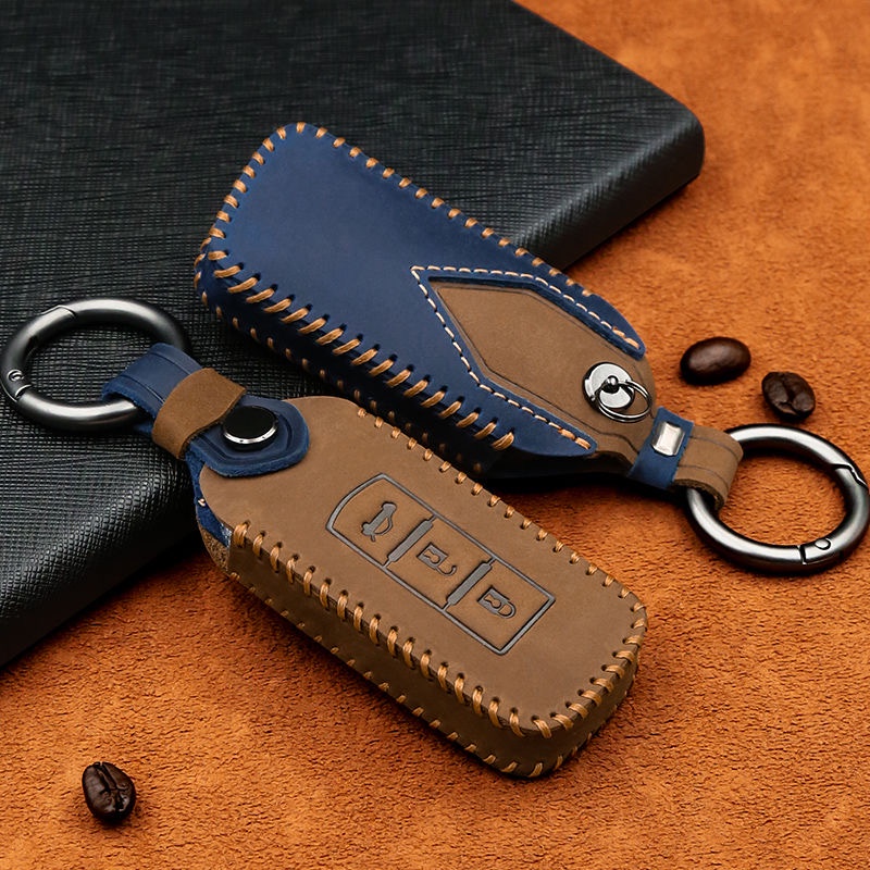 Untuk Mitsubishi Kantong Kunci Mobil Leather Case Key Chain Kulit Asli Key cover keyfob