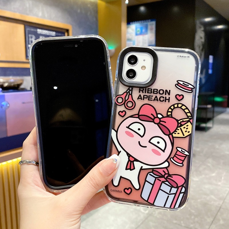 IPHONE 3-in-1 Casing Pelindung Simpul Kartun Transparan Untuk Iphone14 13 12 11 Pro MAX X XR XS Max7 8 Plus