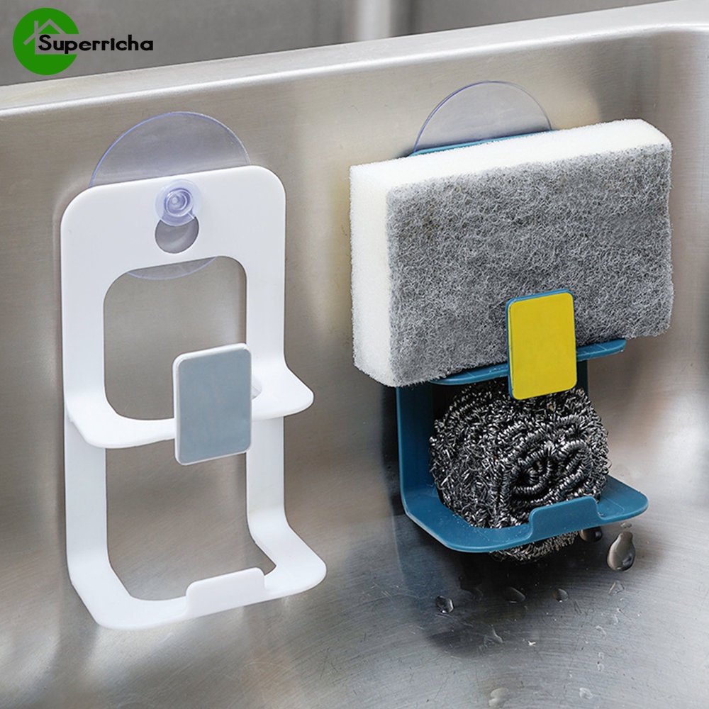 Hot Sale/Kitchen Double layer Sink Drain Rack/Suction Cup Sponge Tempat Penyimpanan/Rak Sabun Wastafel Dapur Kamar Mandi Tempat Penyimpanan Aksesoris
