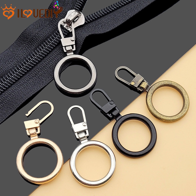 Kepala Ritsleting Yang Dapat Dilepas DIY Aksesoris Jahit Koper Pengganti Liontin Ritsleting Alloy Putaran Zipper Lock